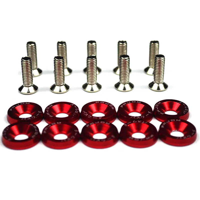 100285-Red 10 шт. M6 JDM автомобиль модифицированные шестигранные крепежные детали крыло Омыватель бампер двигатель вогнутые винты автомобиль-Стайлинг - Название цвета: 100285-Red