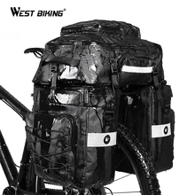 WEST BIKING сумка для горного велосипеда 3 в 1 Водонепроницаемая велосипедная сумка для багажника двухстороннее заднее сиденье для велосипеда чемодан 75л велосипедная сумка