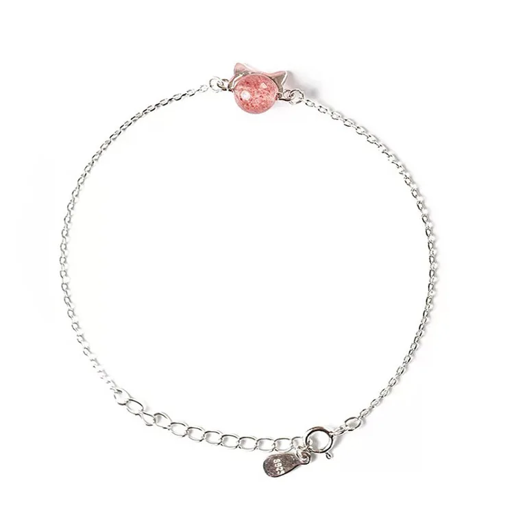 

S925 Silver Strawberry Crystal Girl Simple Cute bracelet LBM57