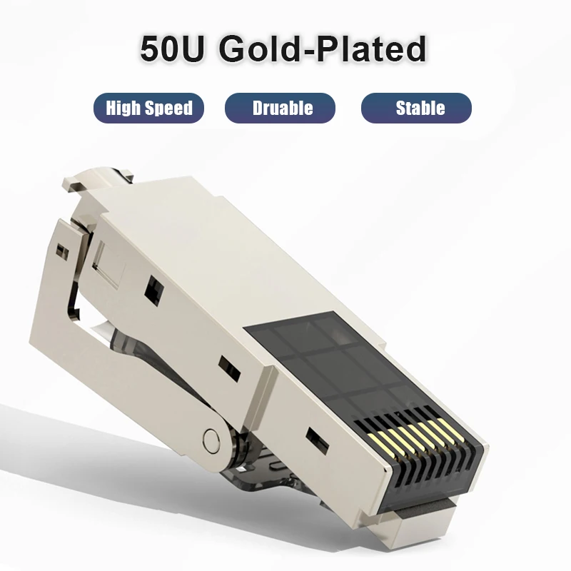 Zoerax-conector Plug Ferramenta Livre Blindado Rj45 Termina Cat8 Cat7 Cat6a Cat8 Terminação de Campo 40gbps - Imagem 5