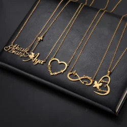 Cazador Custom Butterfly Heart Infinity Pendant Name Necklace for Women Stainless Steel Personality Names Necklace Jewelry Gift
