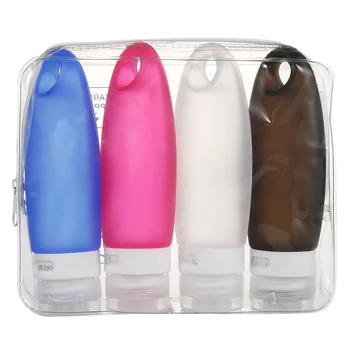

4pcs 98ml Silicone Storage Bottles Travel Packing Press Having Holes Bottle for Lotion Shampoo Bath Small Sample Containers
