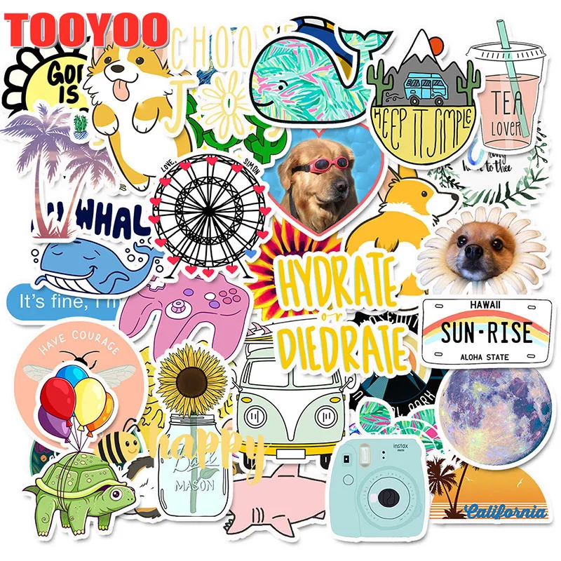 50 PCS/set Cartoon VSCO Girls Kawaii Dog Stickers For kids Toy Waterproof Sticker To DIY Laptop Bicycle Helmet Car Decals
