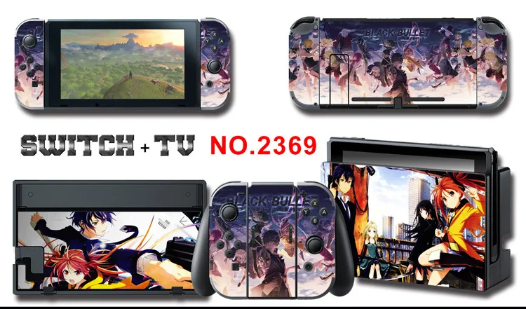 1set New Cute Anime Full Body Sticker for NS Switch Protective Cover Skin Colorful Art for Game Console Joy-Con Controller Decor