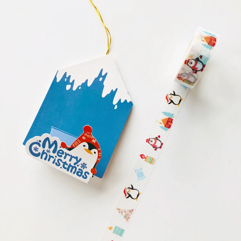 1.5CM*5M Christmas Angel Pendant Washi Masking Tape Christmas Tree Decor - Цвет: Penguin