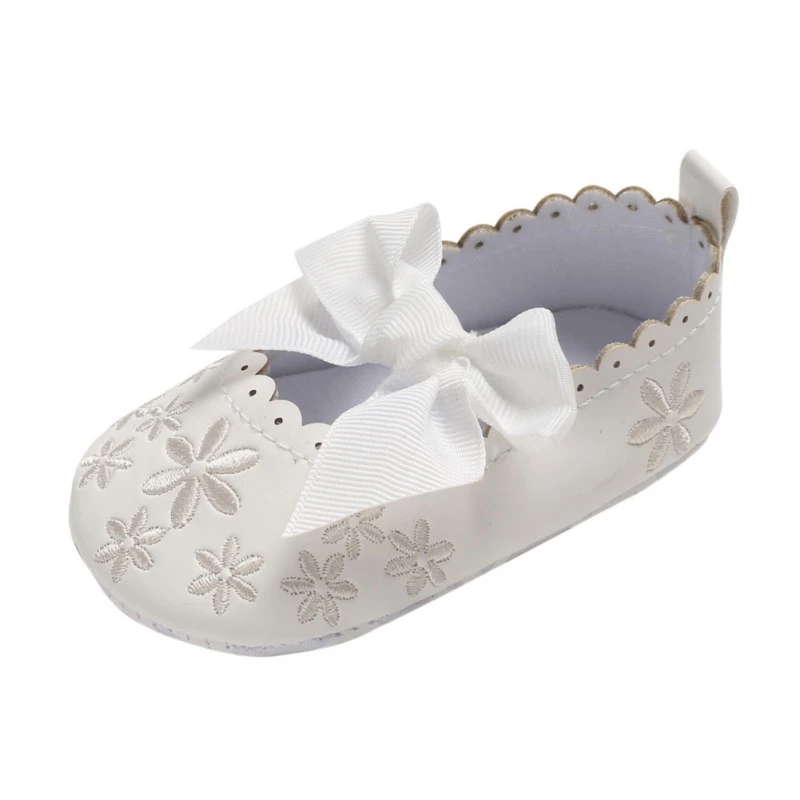 Baby summer toddler shoes cute bow embroidery sweet princess PU newborn shoes for 0-18M