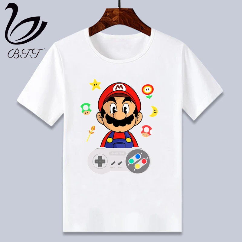 Детский пульт Mario/Pacman/Zelda Link; футболка с героями мультфильмов; детская забавная футболка; детские летние белые топы; одежда для малышей - Цвет: A