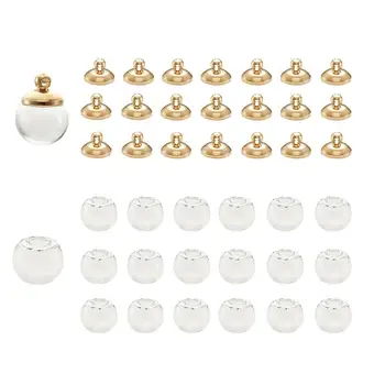 

8 10 12 14 16 18mm Round Mechanized Blown Clear Glass Globe Beads Golden Plated Pendant For DIY Earring Necklace Jewelry Making