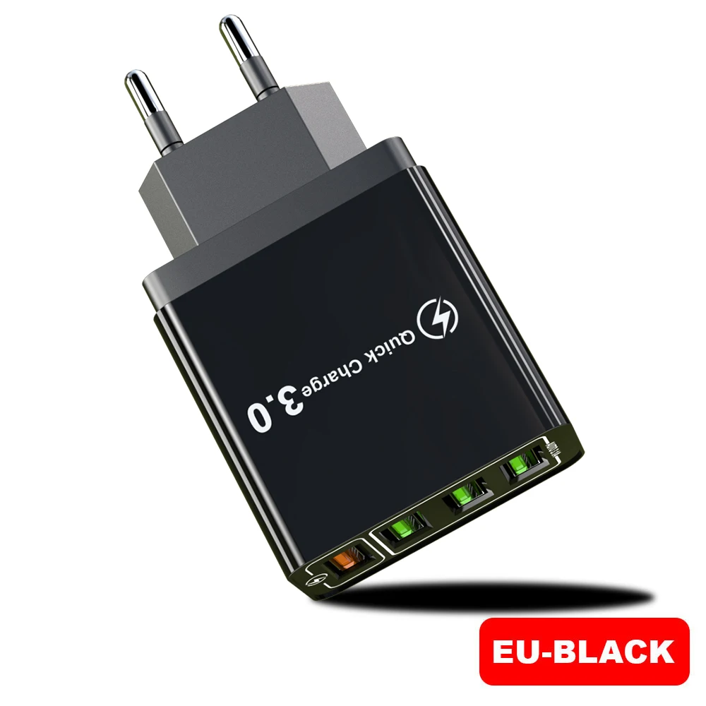 EU Plug Black 30 Вт Быстрая зарядка 5 в 3.1A QC 3,0 USB зарядное устройство для iPhone X 11pro samsung A50 A30 huawei Xiaomi Note 7 8 Быстрая зарядка настенный адаптер - Тип штекера: EU Plug Black
