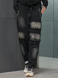 Max LuLu осень мода корейский стиль дамы разорванный Гарем Брюки женские черные джинсы с принтом винтажные женские эластичные джинсы
