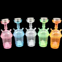 5 цветов курительная трубка прозрачный мини кальян водопровод пластиковый светодиодный светильник и силиконовый шланг нержавеющая сталь чаша для угля стенд