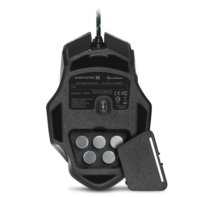 Мышь Sharkoon Drakonia II Green, оптическая, 15000 dpi, USB, подсветка RGB, цвет: черный/зеленый