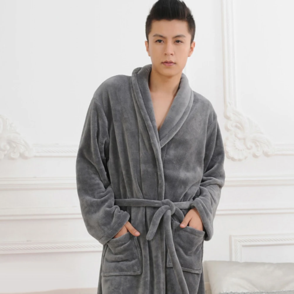 Корсет Chic Women Men Long Sleeve Pockets Sash Bathrobe Sleepwear Nightwear Autumn Winter Homewear NightGown Dropshipping