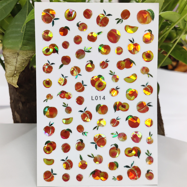 Nail Sticker Waterproof Shining Stickers for Nails Sweet Watermelon Popsicle Fruit Nail Art Decoration Aurora Silver Design