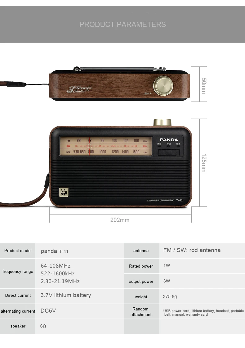Panda t41 vintage retro portátil banda completa
