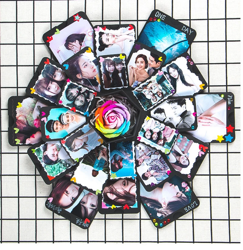 DIY сюрприз любовь взрыв коробка подарок взрыв для юбилея скрапбук DIY Фотоальбом подарок на день рождения 15x15x15 см