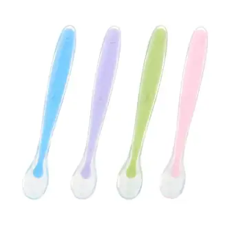 

Baby Feeding Spoons Food Grade RS and Nylon No Odor Harmless Children Tableware Silicone Soup Ladle Safety Spoon