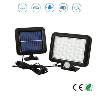 

56/30 LED Solar Light Three Modes Black White Waterproof Outdoor Garden Wall Fence Lamp With Mounting Pole Or Not split mount 5M