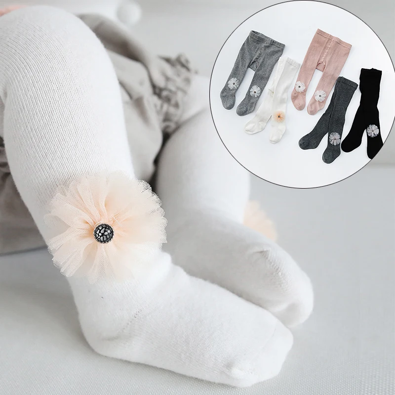 

Cute Spring Autumn Baby Tights Cotton Baby Girl Dancing Pantyhose Stocking Lace Flower Kids Infant Tights Children Meisje Pants