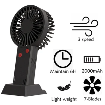 

USB Mini Fan Handheld Desk Fan 3 Speed Table Air Cooling Fan 7-Blade Ultra Quiet USB Rechargeable Fan for Travel Office Room