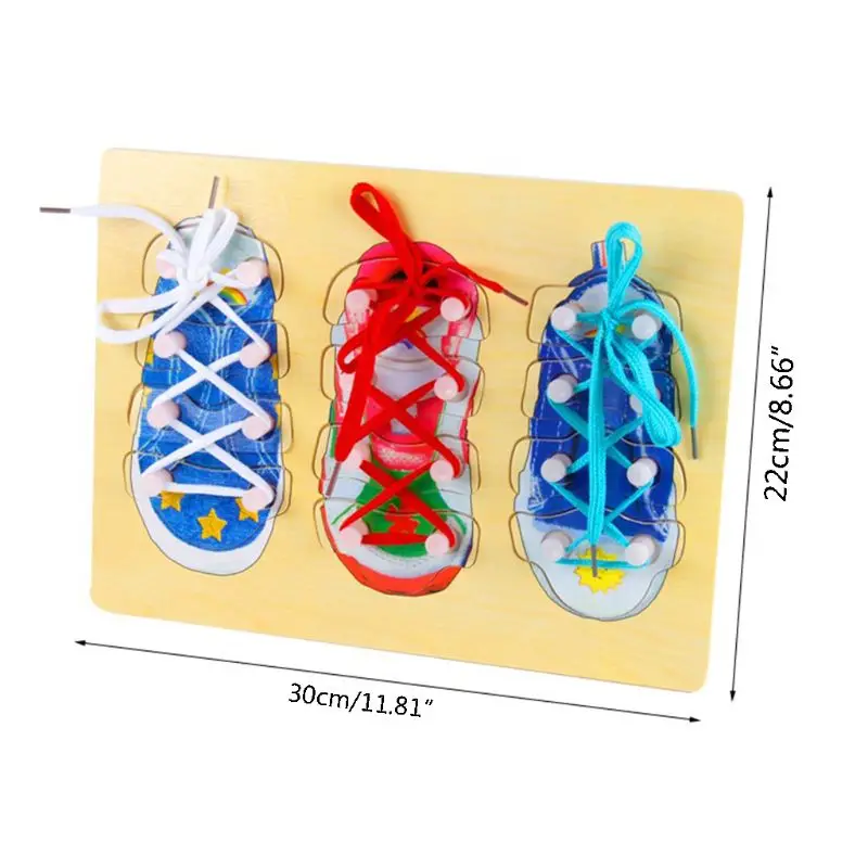 Details about   Wooden Lacing Shoe Toy Learn to Tie Laces Montessori Early Teaching ToyH U4N8 
