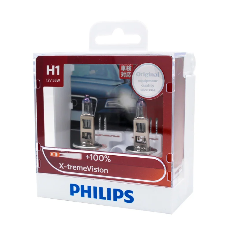 Philips H1 12V 55W P14.5s X-treme Vision Автомобильные фары яркие Галогенные Противотуманные лампы ECE одобрить больше видения 12258XV S2, пара