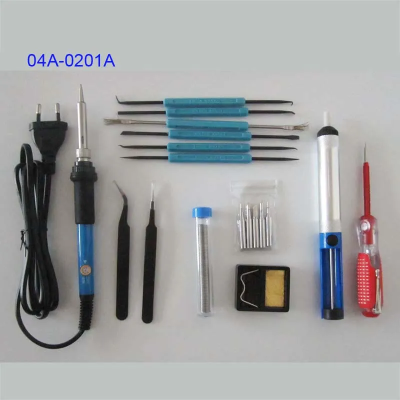 MEITEN SA-04A-0201A 60W Adjustable Temperature Tool Kit with 5 Pcs Tips Desoldering Pump Portable Welding Repair Tools