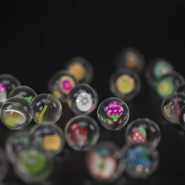 10pcs/lot Funny Fruits Clear Rubber Bouncing Bouncy Balls Floating Juggling Jumping Outdoor Sports Toys for Baby Kids Gift 25mm 4