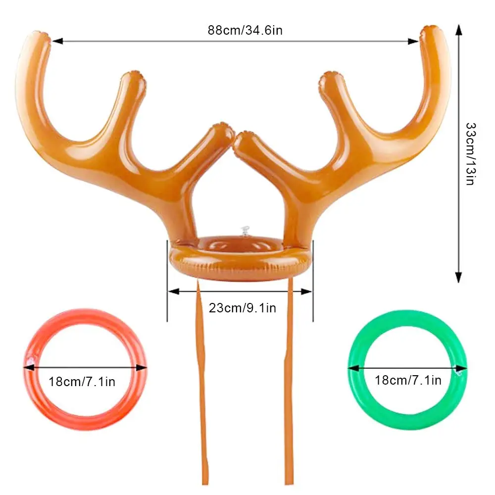 Надувные ПВХ оленьи рога кольцо для шляпы Санта оленьи рога кольцо с головой животного Рождественская шляпа кольцо из оленьего рога бросать вечерние игрушки