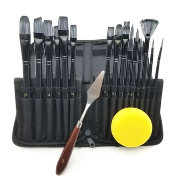 

18 Pcs Set Artist Paint Brush with Carrying Case for Watercolor Oil Painting for Beginners WXV Sale