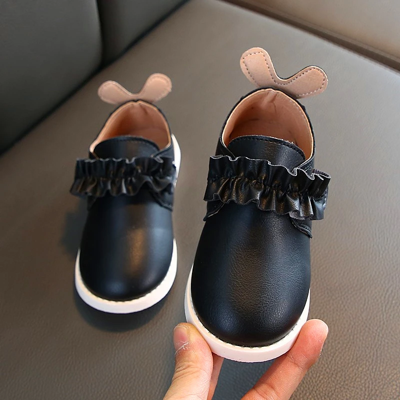 Girls Baby Leather Shoes Rabbit Ears Cute Princess Shoes Baby Toddler Shoes Soft Bottom Anti-skid Age 1-5 Years Old Kids Shoes