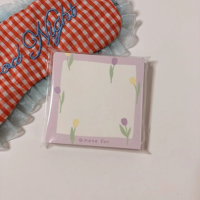 100 Sheets Tulip Note Paper Simple Style Plaid Message Memo Pad Kawaii Stationery Notepad Office Leave Message Office Supplies 1Pc 100 sheets B