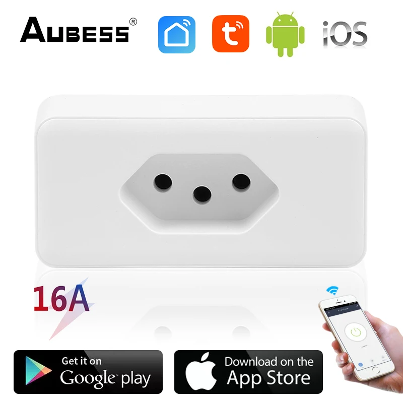 Смарт-розетка Aubess Tuya 16 А Wi-Fi управление через приложение | Строительство и ремонт
