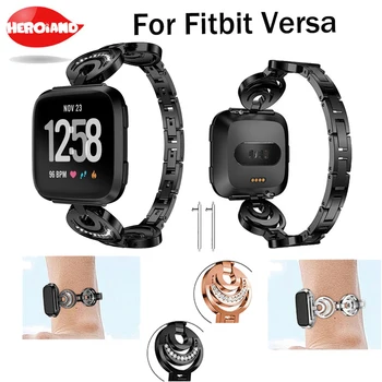 

Hot Crystal Stainless Steel Watch Band Wrist strap Smart Wristband Bracelet Wearable Belt Strap with Rhinestone For Fitbit versa