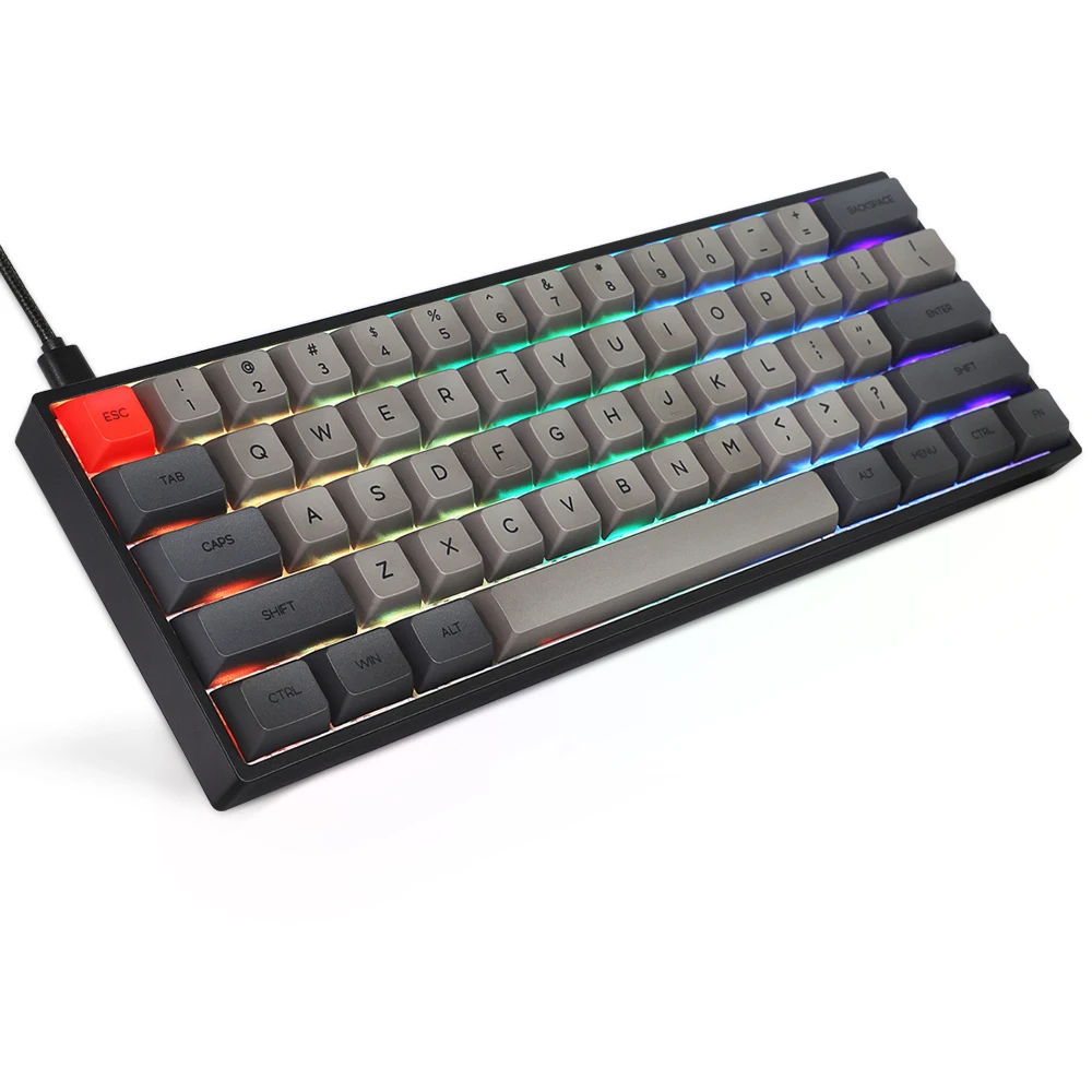 US $65.00 SK61 Gateron Optical red brown Black Blue switch hot swappable Mechanical Keyboard rgb switch rgb led type c  XDA Keycaps