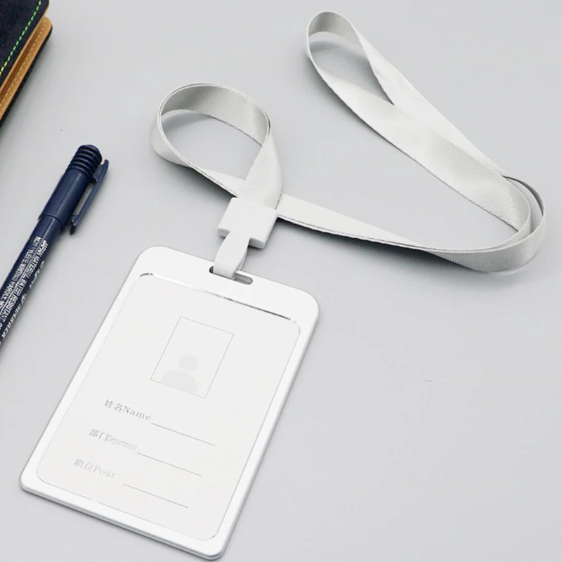 6PCS Aluminum Alloy Identify ID Card Badge Holder with Neck Lanyard Strap for Business,Work, Exhibition,Conferences, Events, Sho