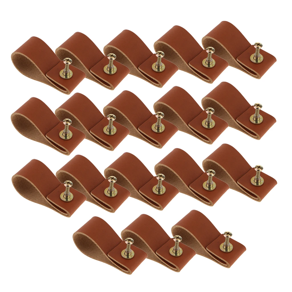 18x Minimalist Leather Single Hole Handmade Cabinet Door Knobs Drawer Loop Pulls Door Handles 18x Minimalist Leather Single Hole Handmade Cabinet Door Knobs Drawer Loop Pulls Door Handles