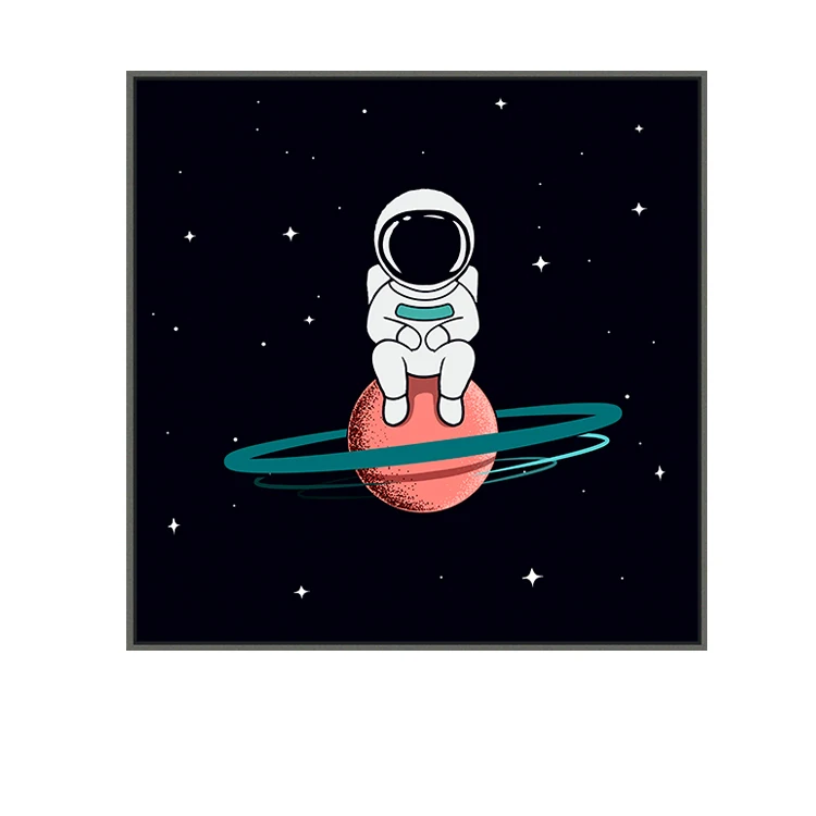 Cartoon rocket Astronauts Nursery Wall Picture Poster Print Boy bedroom Modern Canvas Painting Kids Children Wall Art Mural - Цвет: H