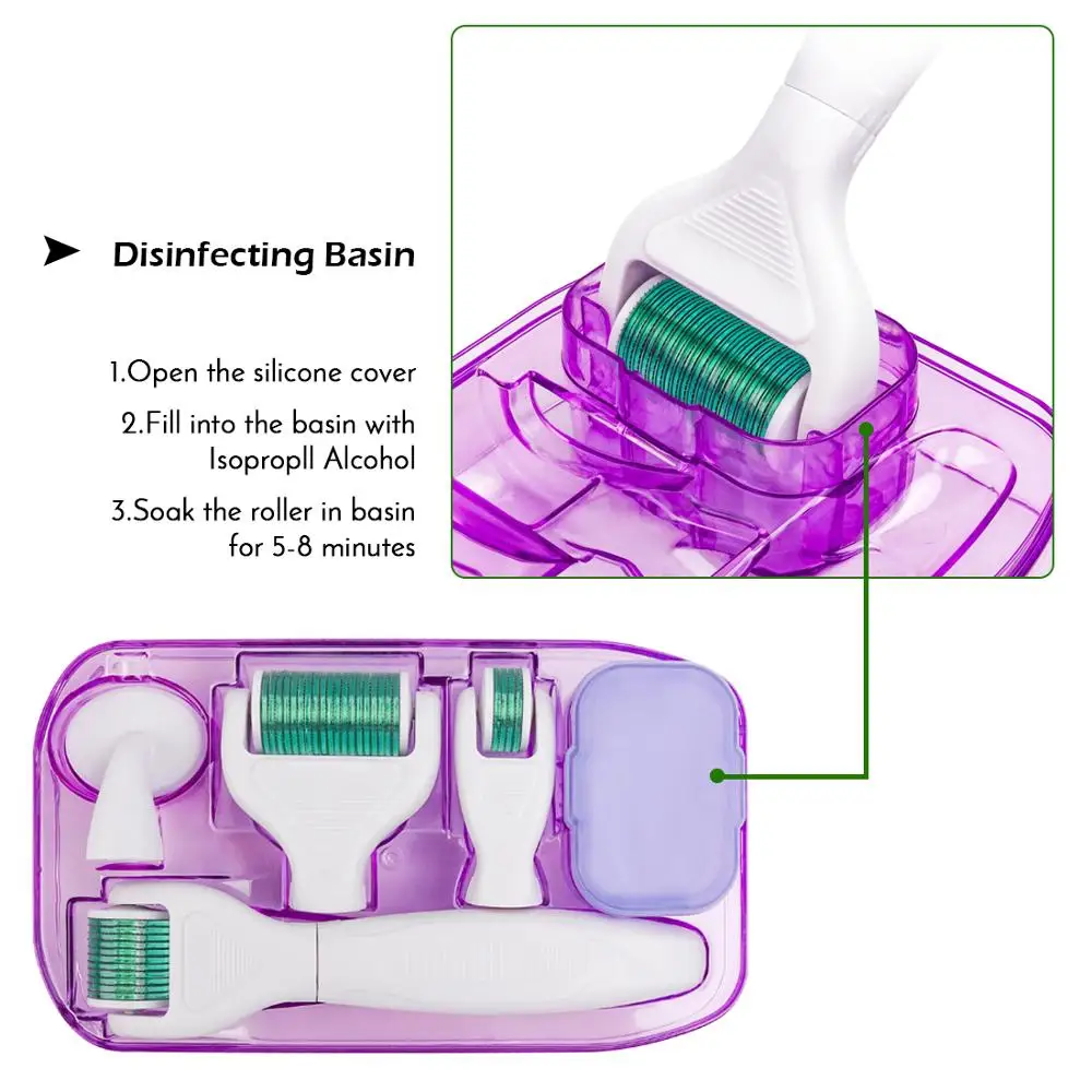 6 в 1 микроиглы дермальный валик в комплекте для лица и тела, 300/720/1200 Титан дермароллер микро-иглы для лица ролик забота о коже