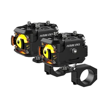 Motorcycle Spotlight LED Yellow and White Double Color High Beam and Low Beam Tangent Strobe AuxiliaryLight Fog Light 6500K
