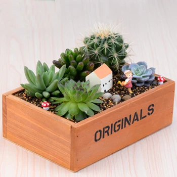 

Garden Plant Pot Decorative Vintage succulent planter Wooden Box Rectangle Table Flower Pot Gardening Device home office decor