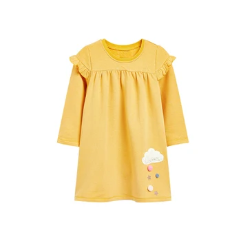 

Little maven Girls Long Sleeve Dress Yellow Colors Rainbow Girls Party Dress Kids Elegant Petal Sleeve Holiday Dresses for Girl
