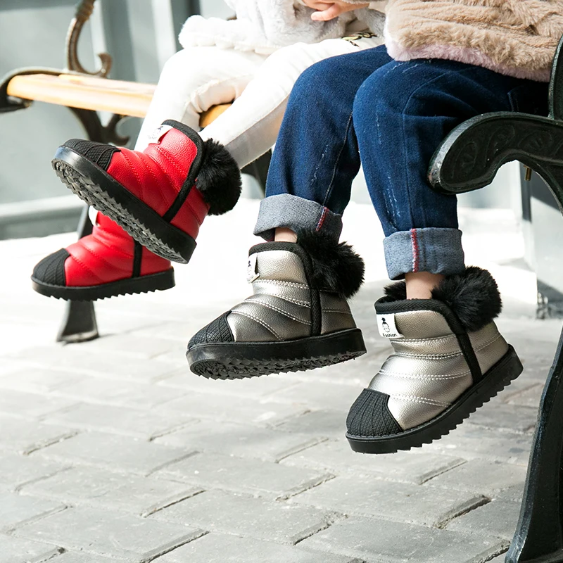 Зимние ботинки для девочек и мальчиков; теплые уличные детские ботинки; водонепроницаемые Нескользящие Детские Плюшевые ботинки для малышей; хлопковая обувь для младенцев