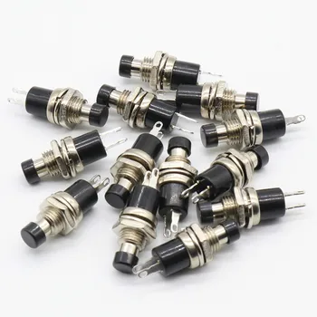 

10Pcs 7mm Black Cap SPST Momentary Mini Pushbutton Switch DC 50V 0.3A