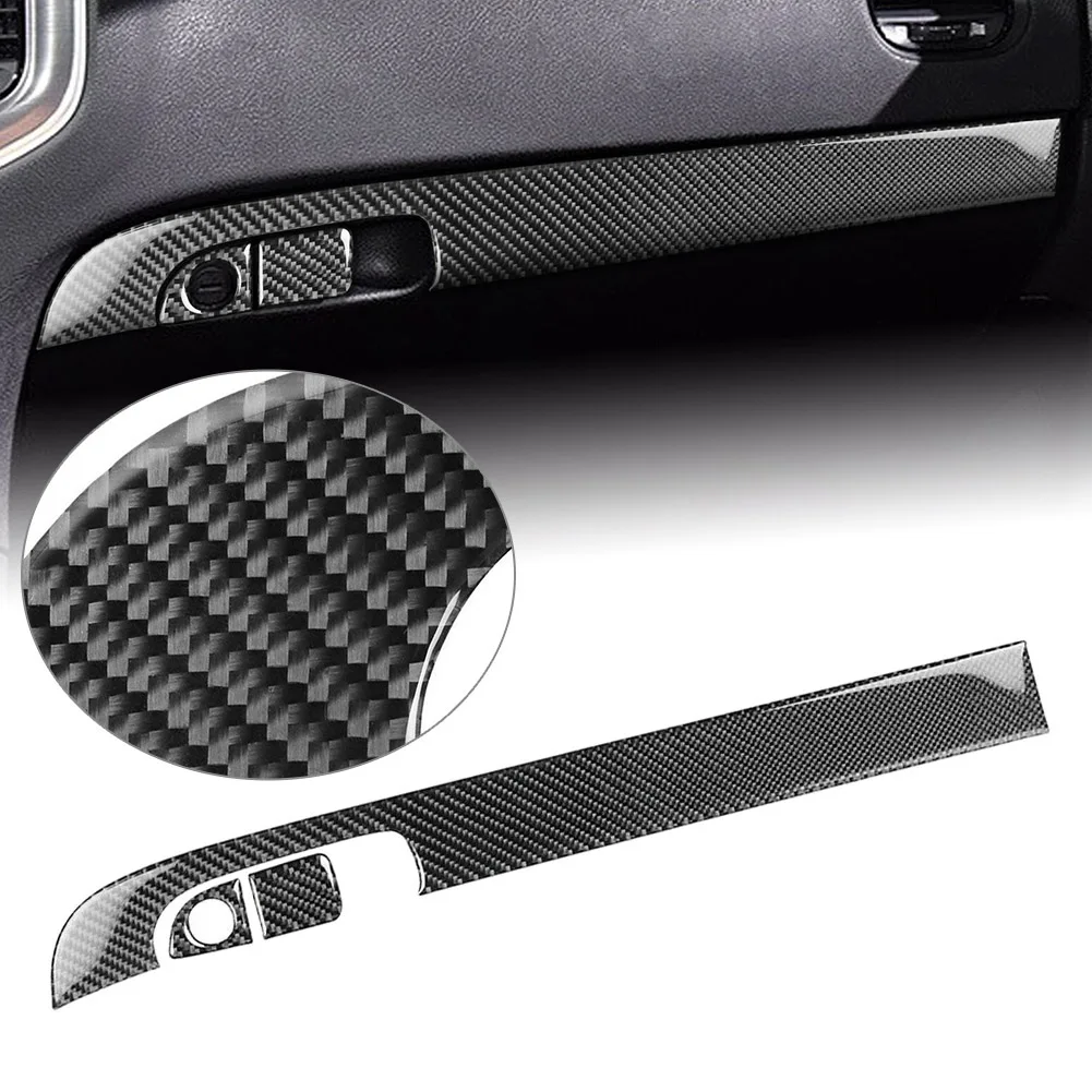 3Pcs Carbon Fiber Car Sticker Copilot Dashboard Panel Cover Trim For