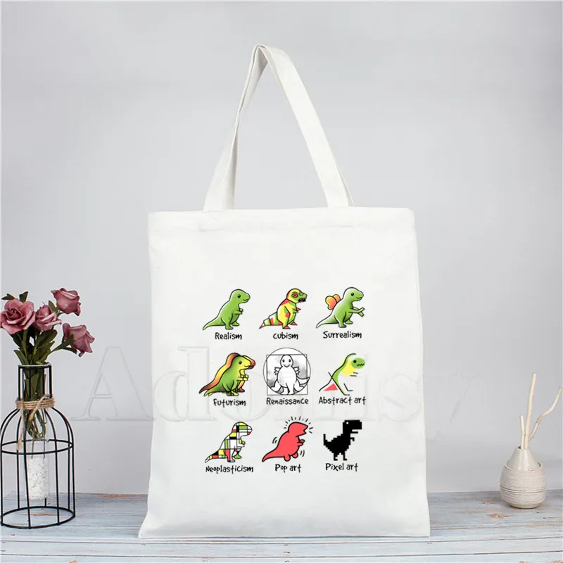 Забавный мультяшный динозавр сумки хит продаж модная сумка Холщовая Сумка