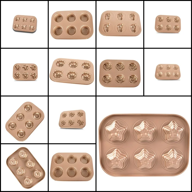 

12 Styles Non-stick Baking Pan Cake Mold Carbon Steel Easy Release Baking Tray Kitchen Baking Tools Home Chocolate Cupcake Mold