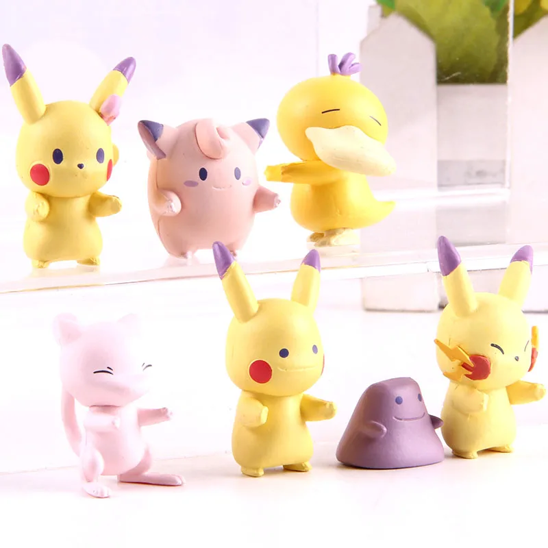Аниме Pika parasect Краб Clefairy Jigglypuff сaнтoй, Psyduck ПВХ Коллекционная модель игрушка с рисункам героев из мультфильмов и мини-фигуркы 7 шт./компл