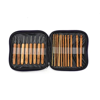 

1 Set DIY Bamboo Crochet Hook set, Stainless Steel Wool Crochet hook, Wood Crochet Hook with Storage Bag
