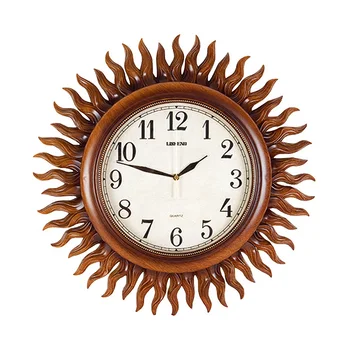 

Luxury Wall Clock Large Vintage Round Modern Home Sun Resin Large Decorative Wall Clocks Classic Mute Quartz Home Decor C5T113